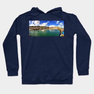 Mousehole Harbor Boats Panorama Hoodie